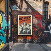 WWII Propaganda Cartoon: Boost Productivity with Vintage Style Poster