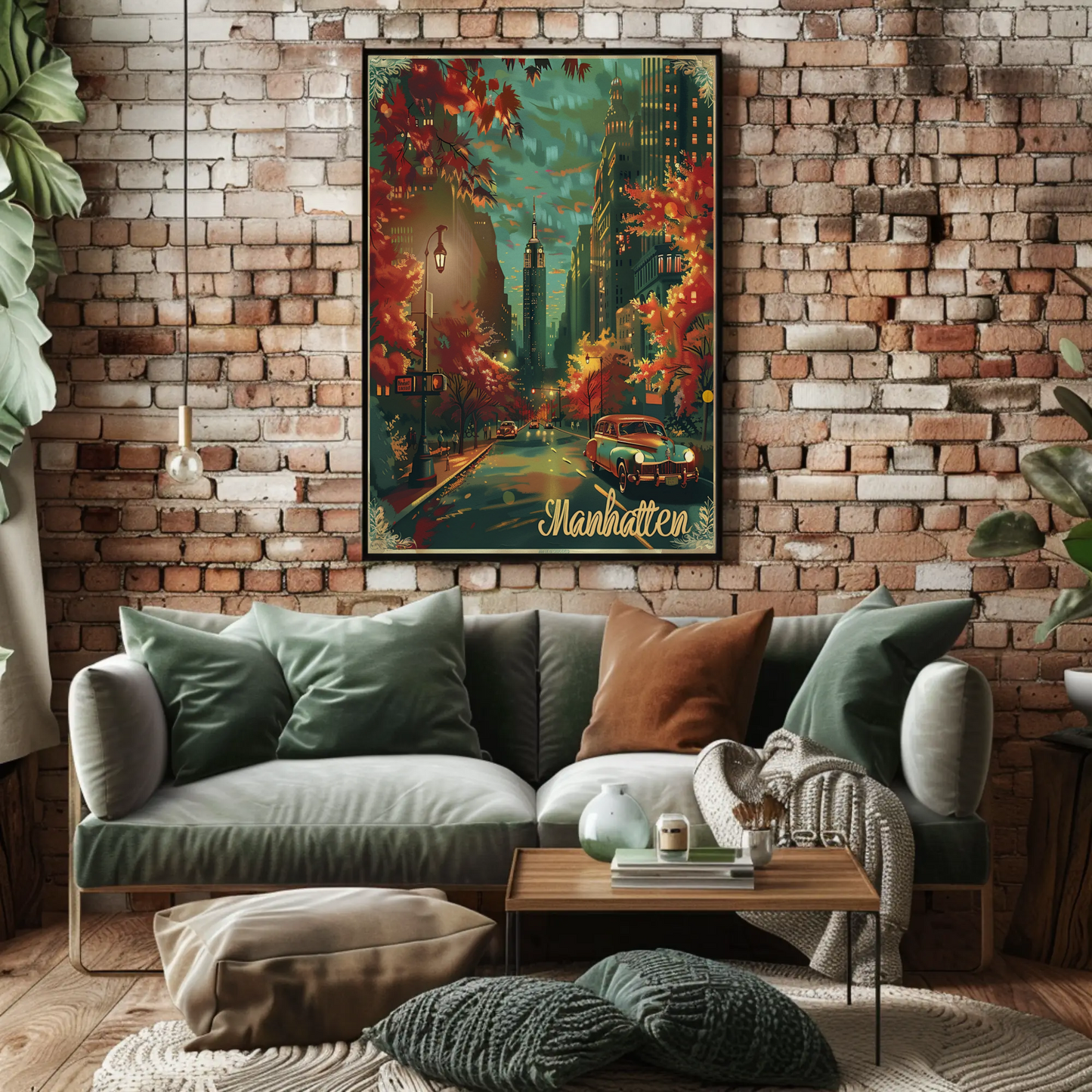 Manhattan Autumn Empire State Travel Poster