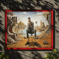 Introspective Surreal Landscape with Formal Figure: Artistic Poster