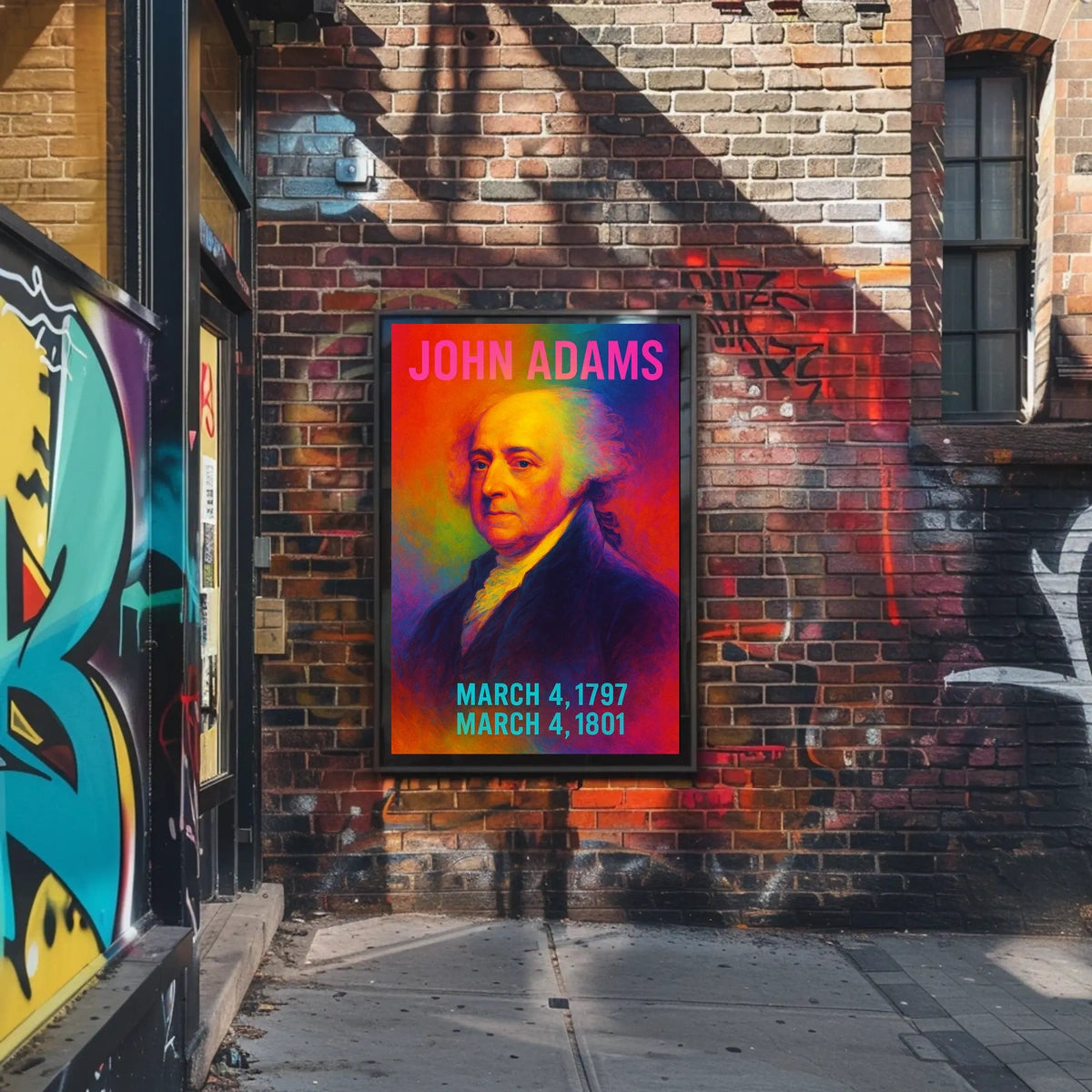 John Adams 2nd President of the United States Neon Gradient Overlay Poster