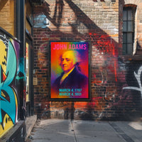 John Adams 2nd President of the United States Neon Gradient Overlay Poster