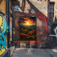 Sunset Over Rolling Hills Poster