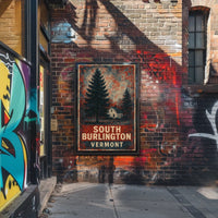 Cozy Vintage Vermont Rustic Folk Art Poster