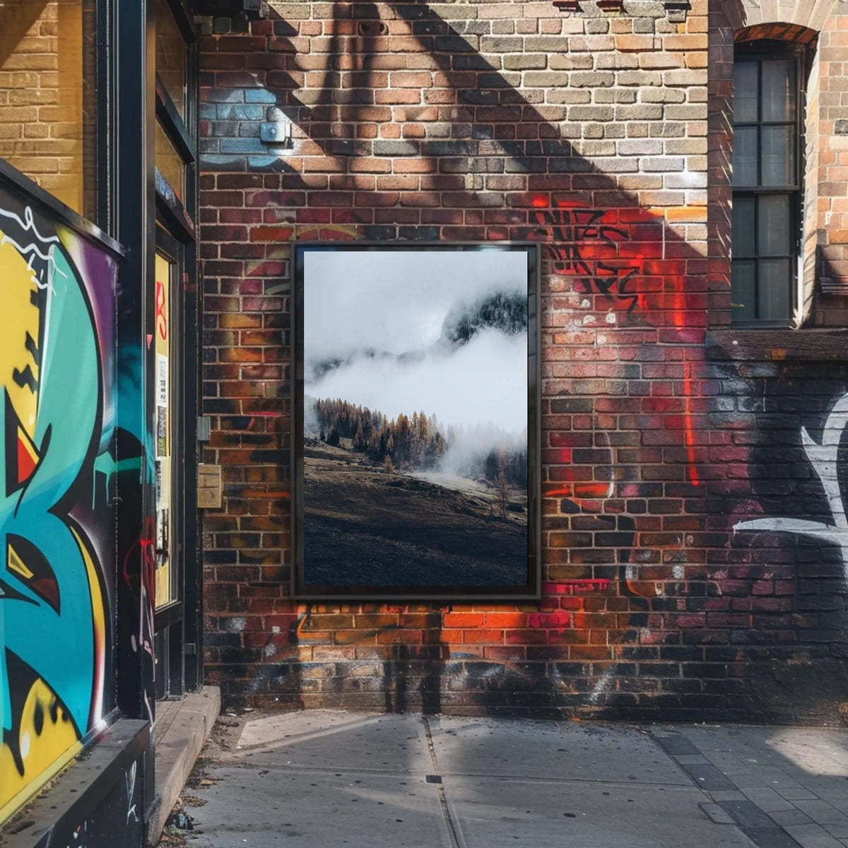 Misty Autumn Mountain Landscape Photorealistic Art Print