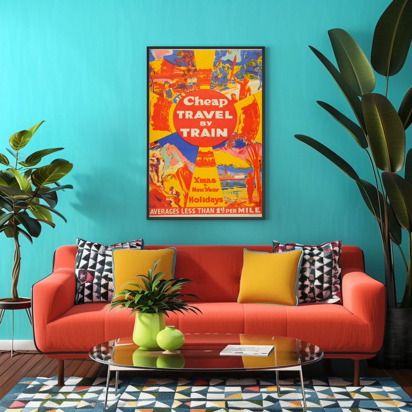 Vintage Poster Cheap Travel By Train