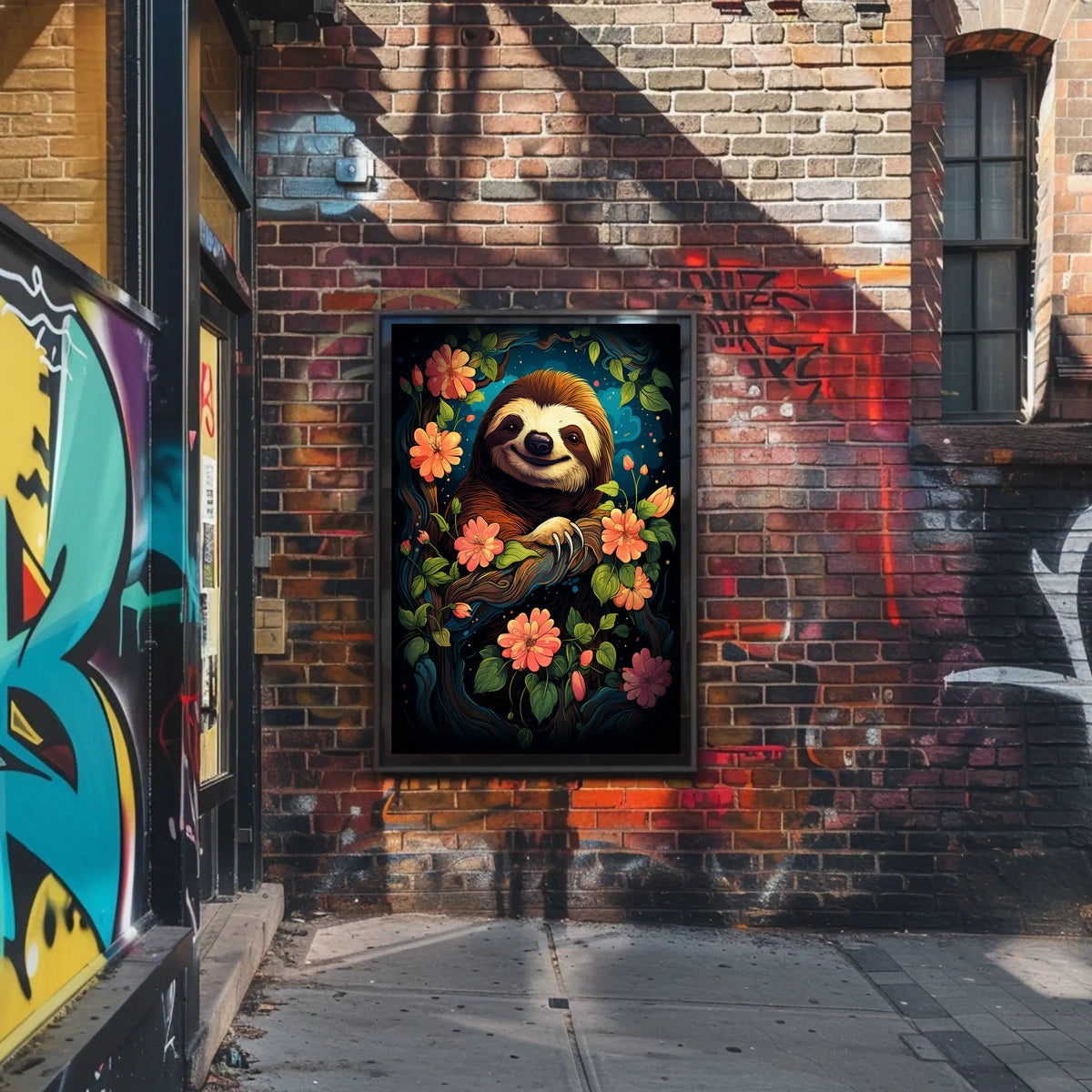 Enchanted Sloth In Bloom Poster