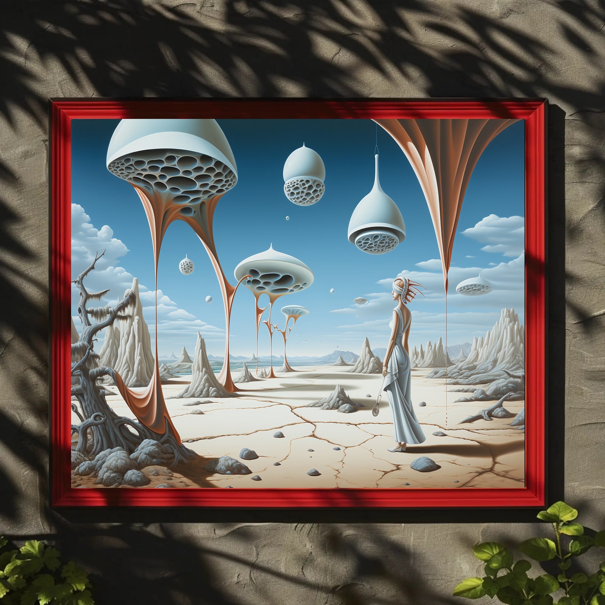 Surreal Desert Traveler with Futuristic Sci-Fi Poster