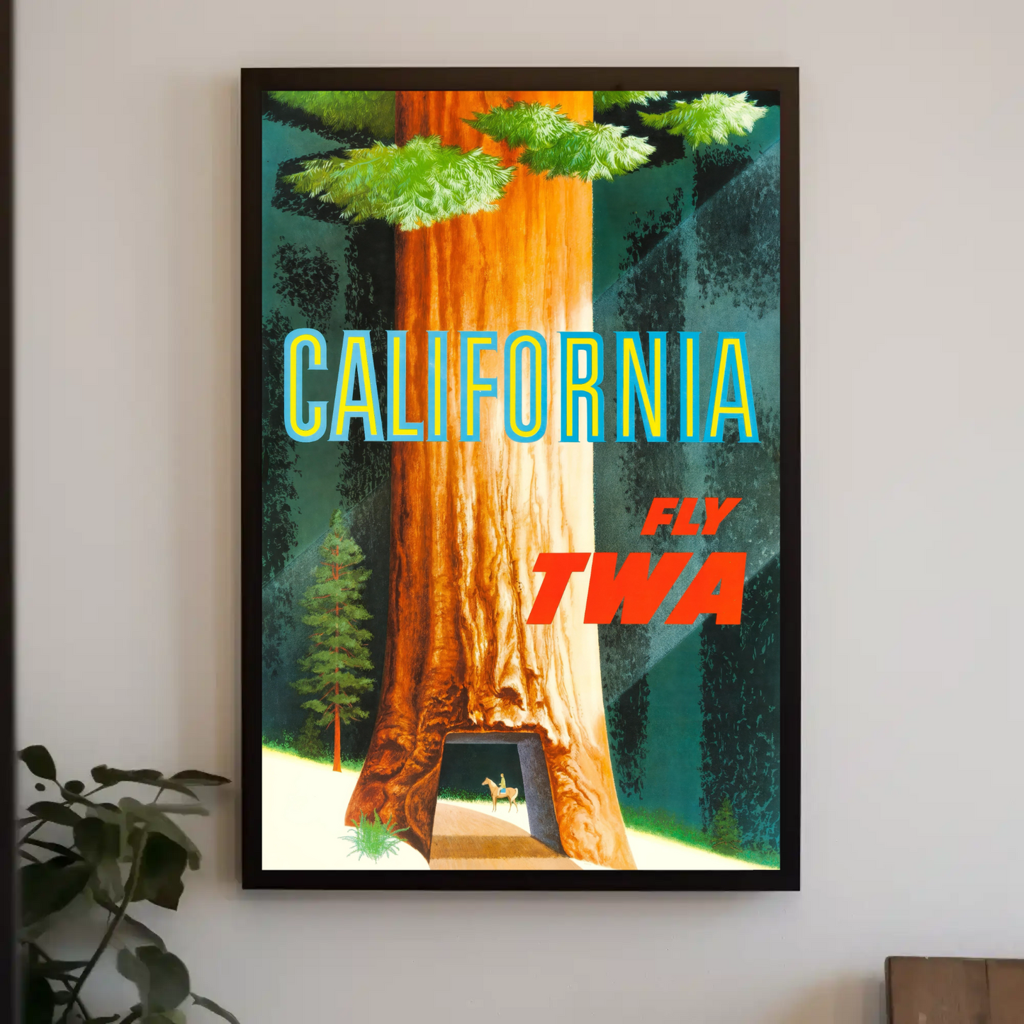 1950s TWA California Redwoods Drive Thru Tree Travel Poster