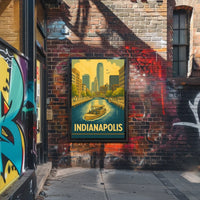 Indianapolis Skyline Vintage Travel Art Poster