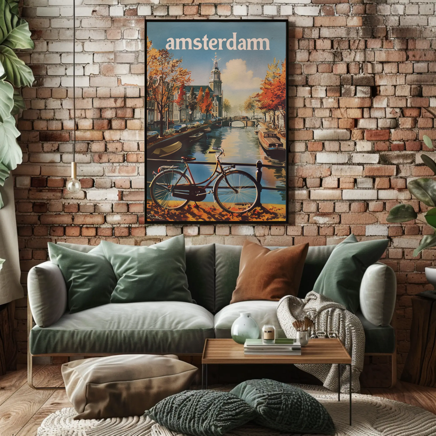Amsterdam Autumn Canal Bike Ride Travel Poster