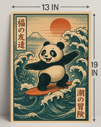 Pandas Surfing Adventure Poster PosterGoat