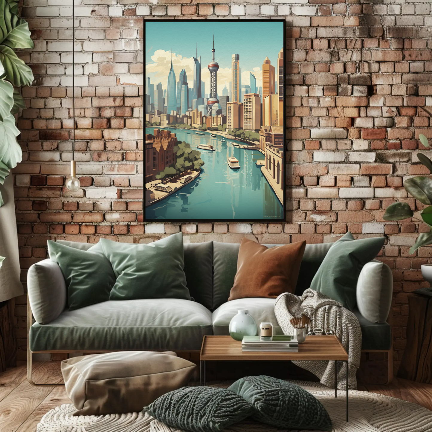 Shanghai Modern Skyline and River Travel Poster