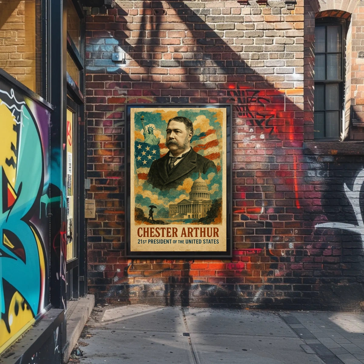 Chester A. Arthur 21st President of the United States Layered Digital Collage Poster