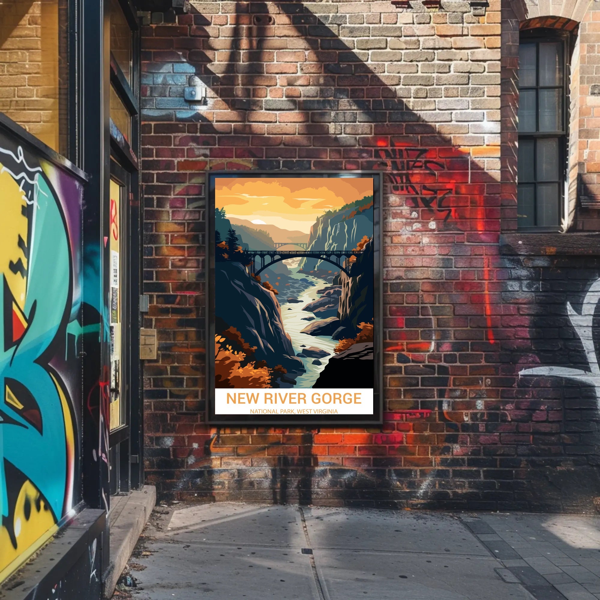 New River Gorge in Autumn Vintage National Park Poster