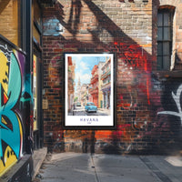 Havana Vintage Car Street Scene Urban or Cityscape Poster PosterGoat