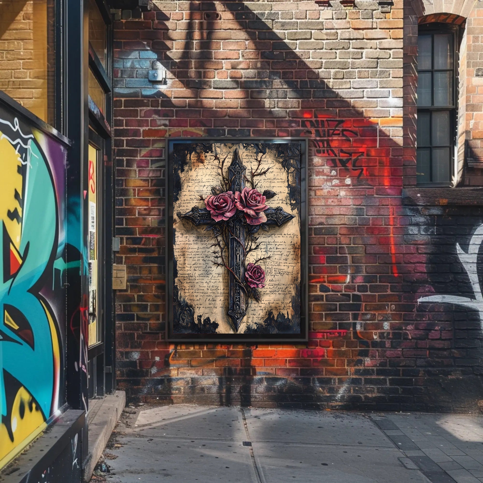 Roses And Cross Poster