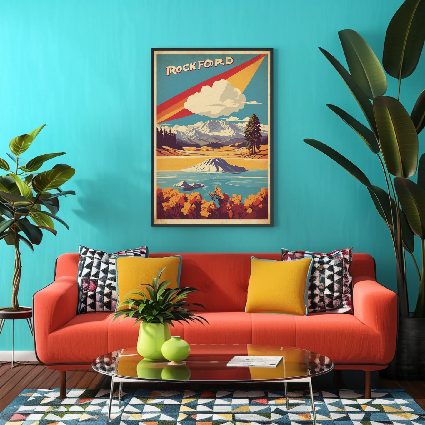 Rockford Illinois Vintage Travel Poster Artwork