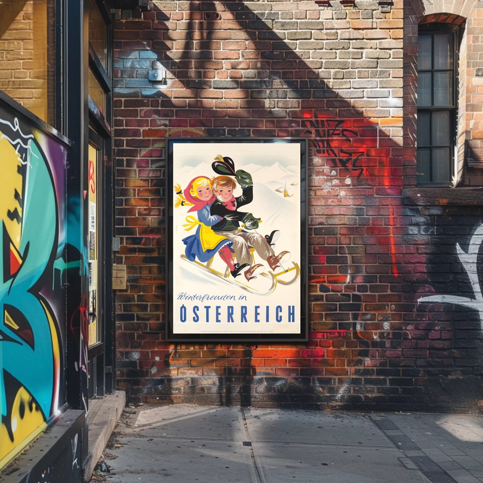 Winter Fun in Austria Vintage Travel Poster PosterGoat