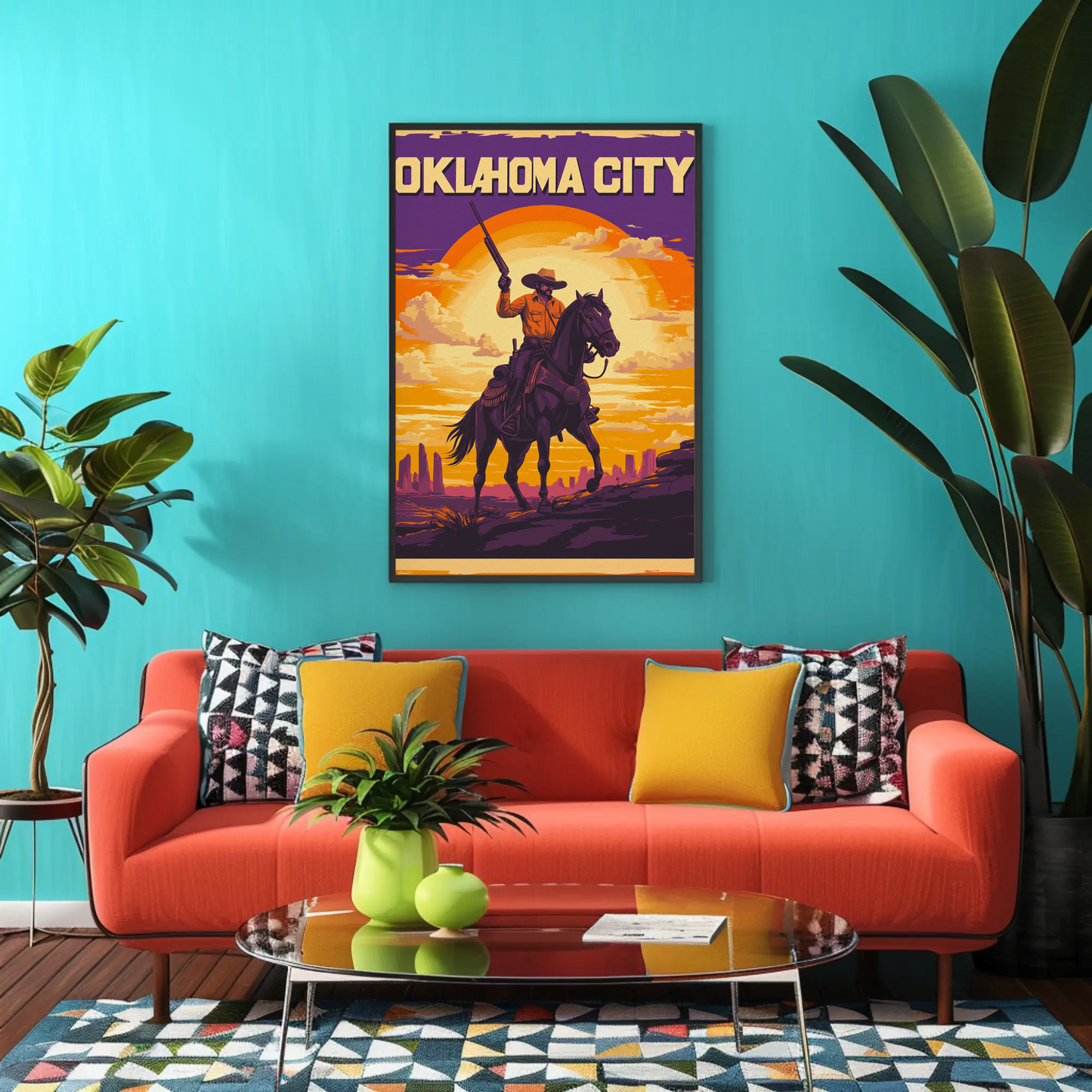 Oklahoma City Cowboy Vintage Poster