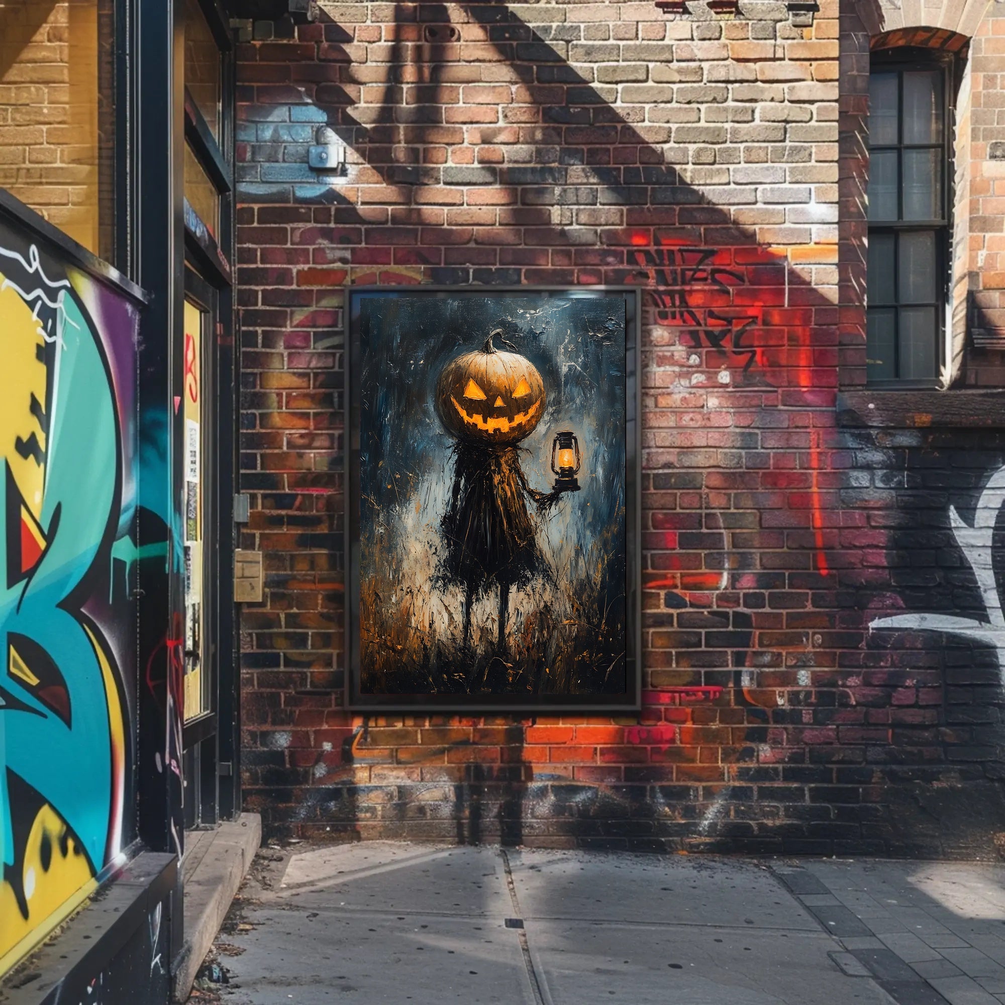 Spooky Scarecrow Halloween Night Artistic Poster