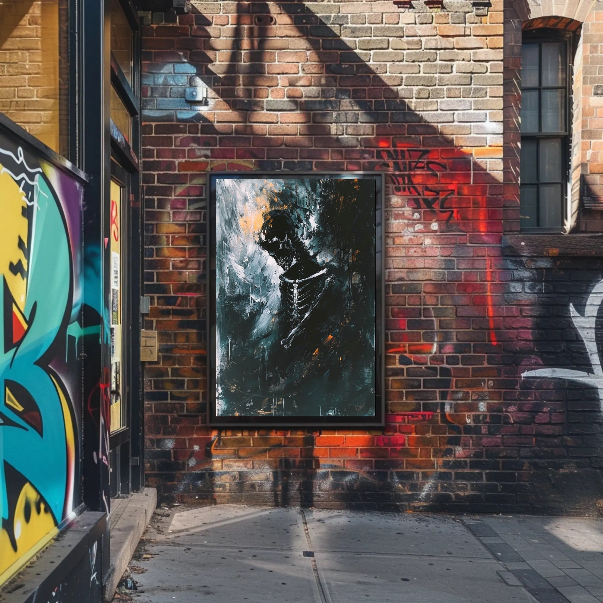 Ethereal Skeleton Abstract Art Poster: Dynamic Design PosterGoat