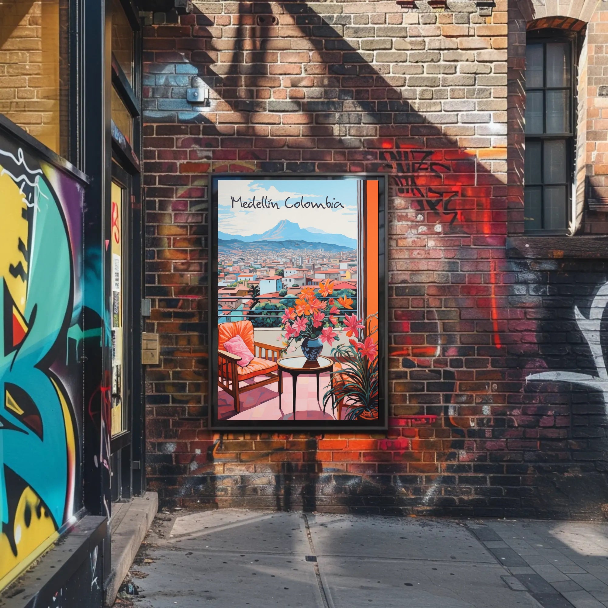 Medellín Balcony View with Vibrant Cityscape Poster