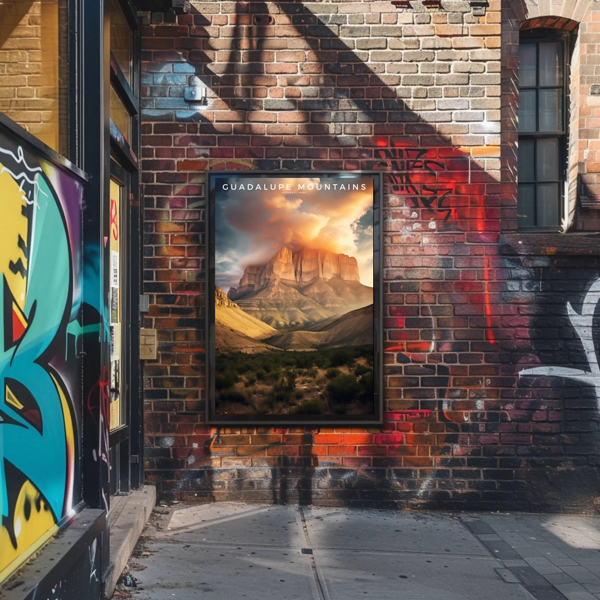 Guadalupe Mountains Travel Poster Vintage Sunset