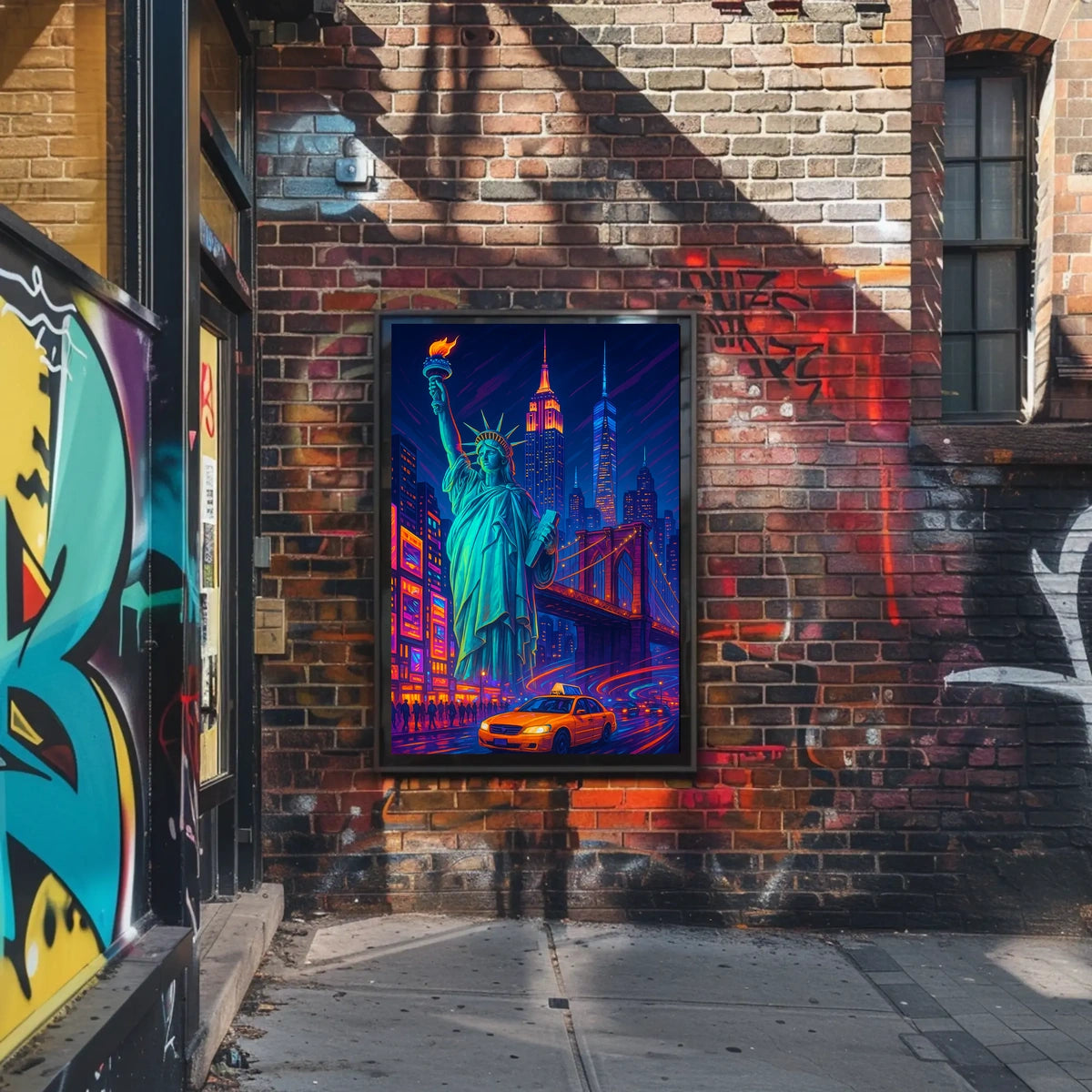 New York City Poster Modern Neon Nightlife Wall Art