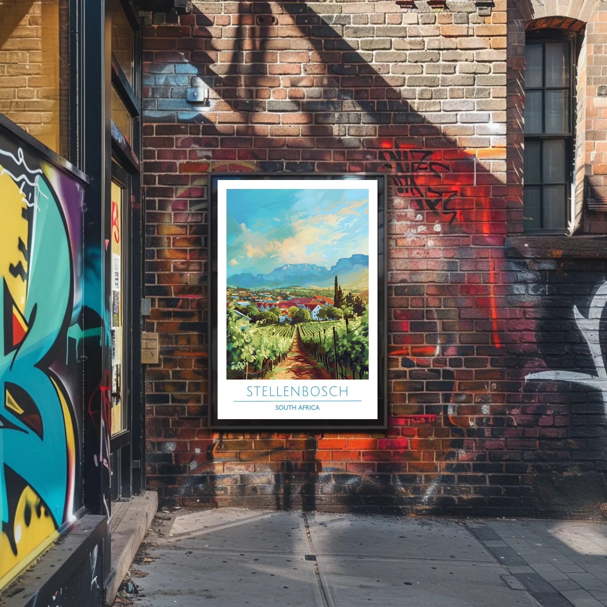 Stellenbosch Vineyard Tranquility: Scenic Travel Poster