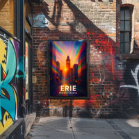 Erie Pennsylvania Cityscape Vibrant Urban Travel Inspired Digital Painting Impressionism Poster