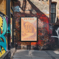 Petra AlKhazneh Vintage Pastel Explorer Travel Poster