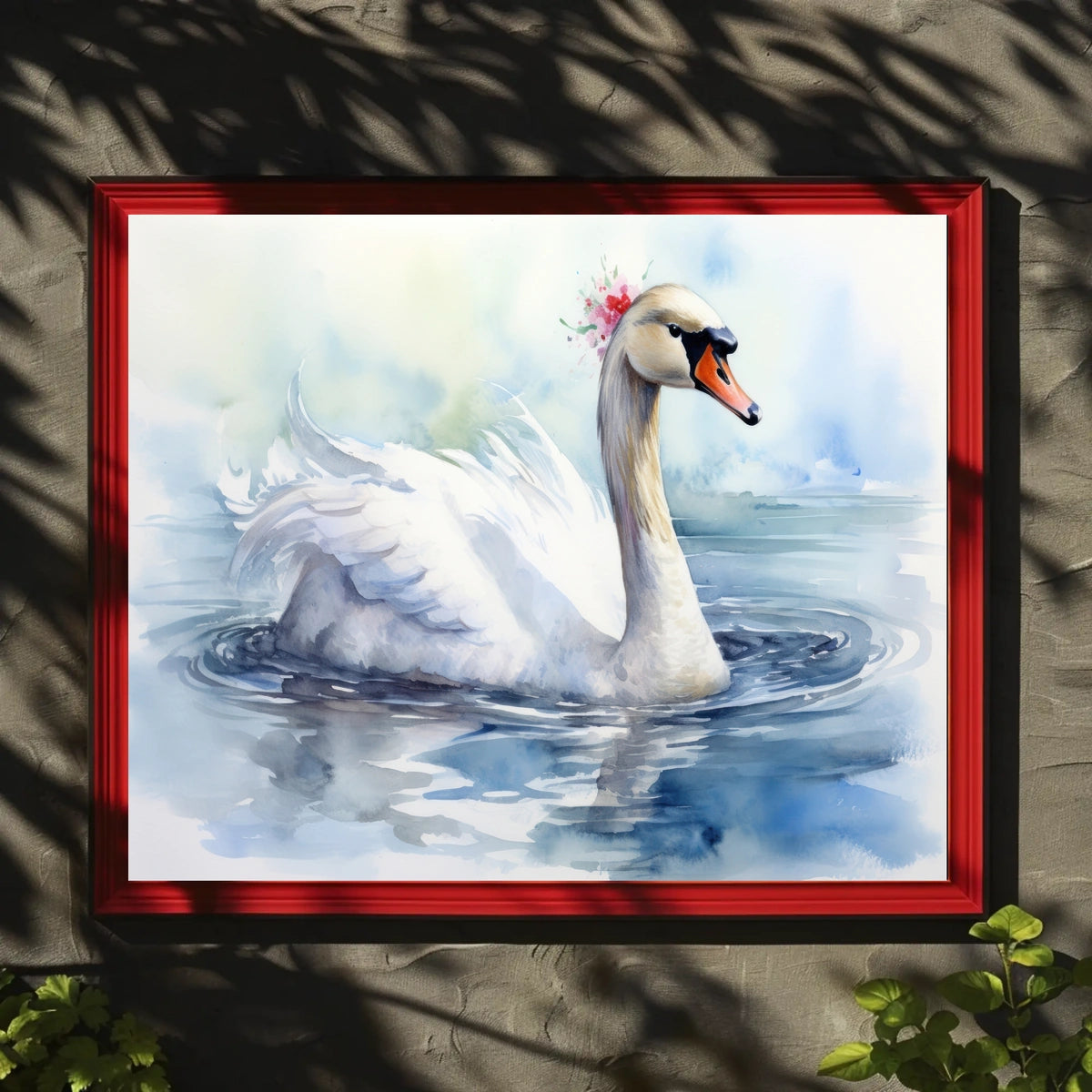 Graceful Swan in Watercolor Poster