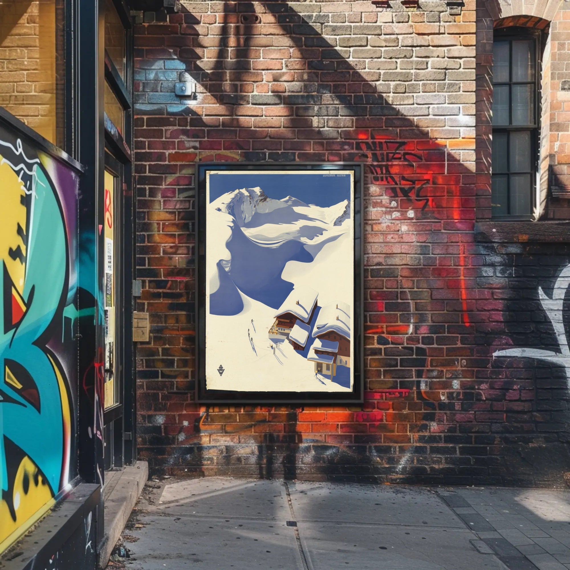 Vivid Vintage Ski Adventure in Austria Travel Poster PosterGoat