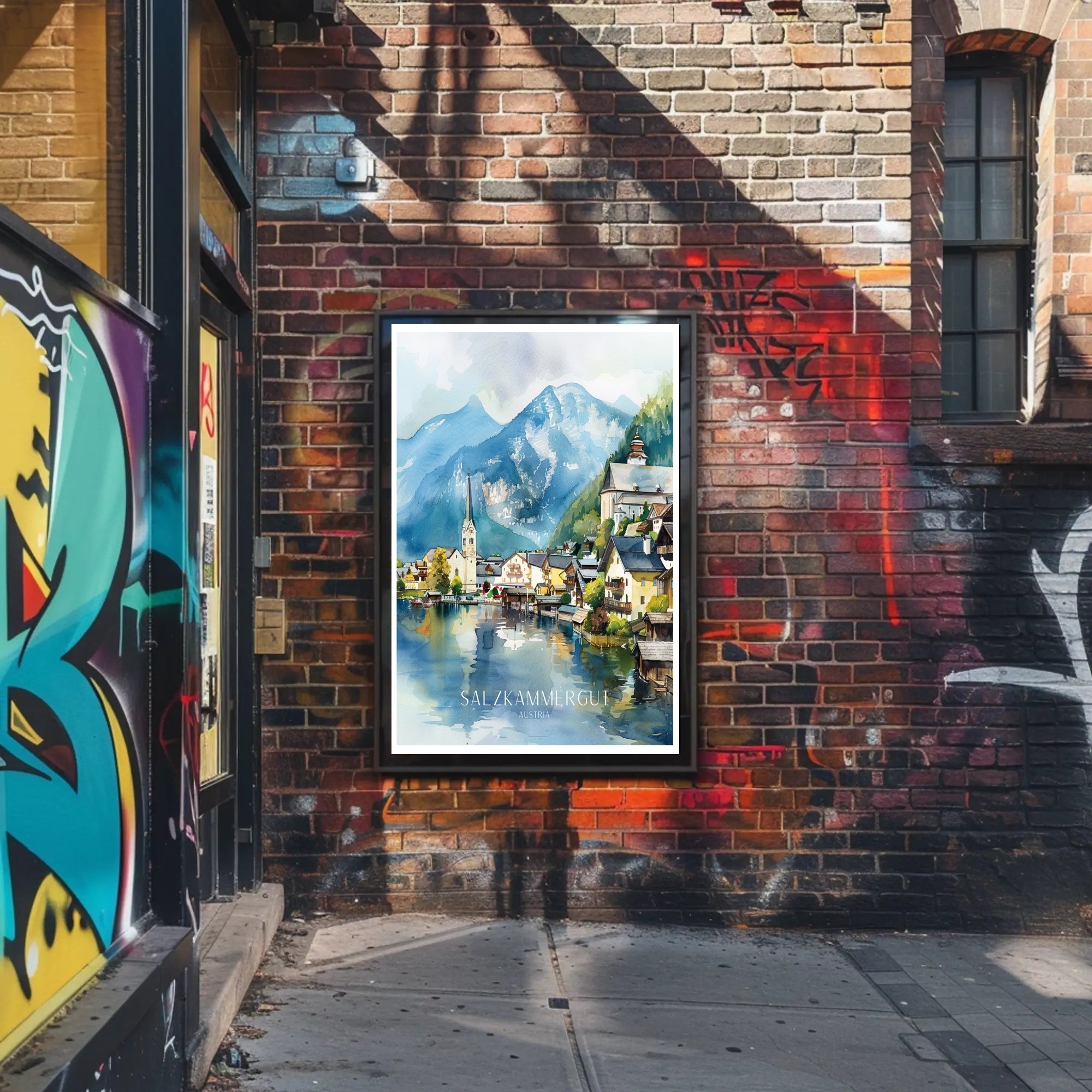 Serene Salzkammergut Austria Travel Watercolor Poster PosterGoat