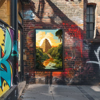 Mayan Pyramid in Lush Jungle Art Poster