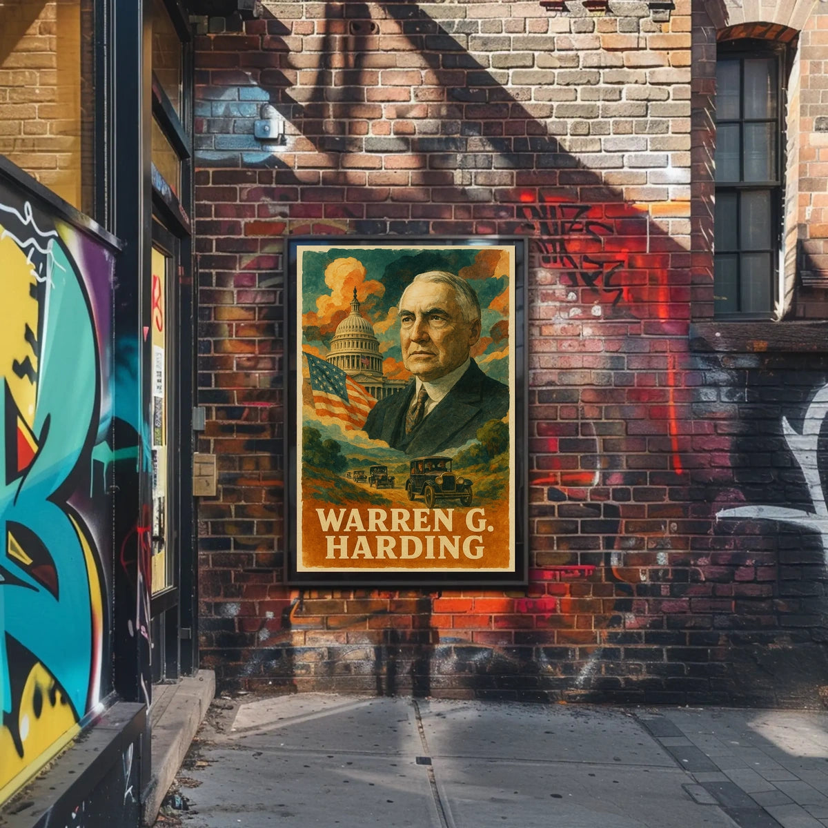 Warren G. Harding 29th President of the United States Layered Digital Collage Poster