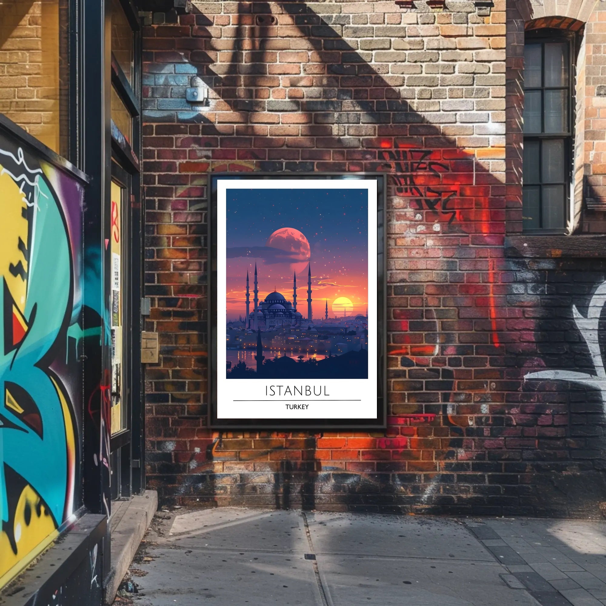 Istanbul's Romantic Sunset Skyline Travel Poster