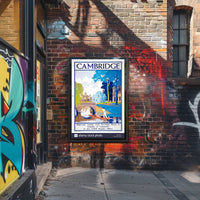 Vintage Cambridge Travel Scene with Punting on the River Travel Poster PosterGoat