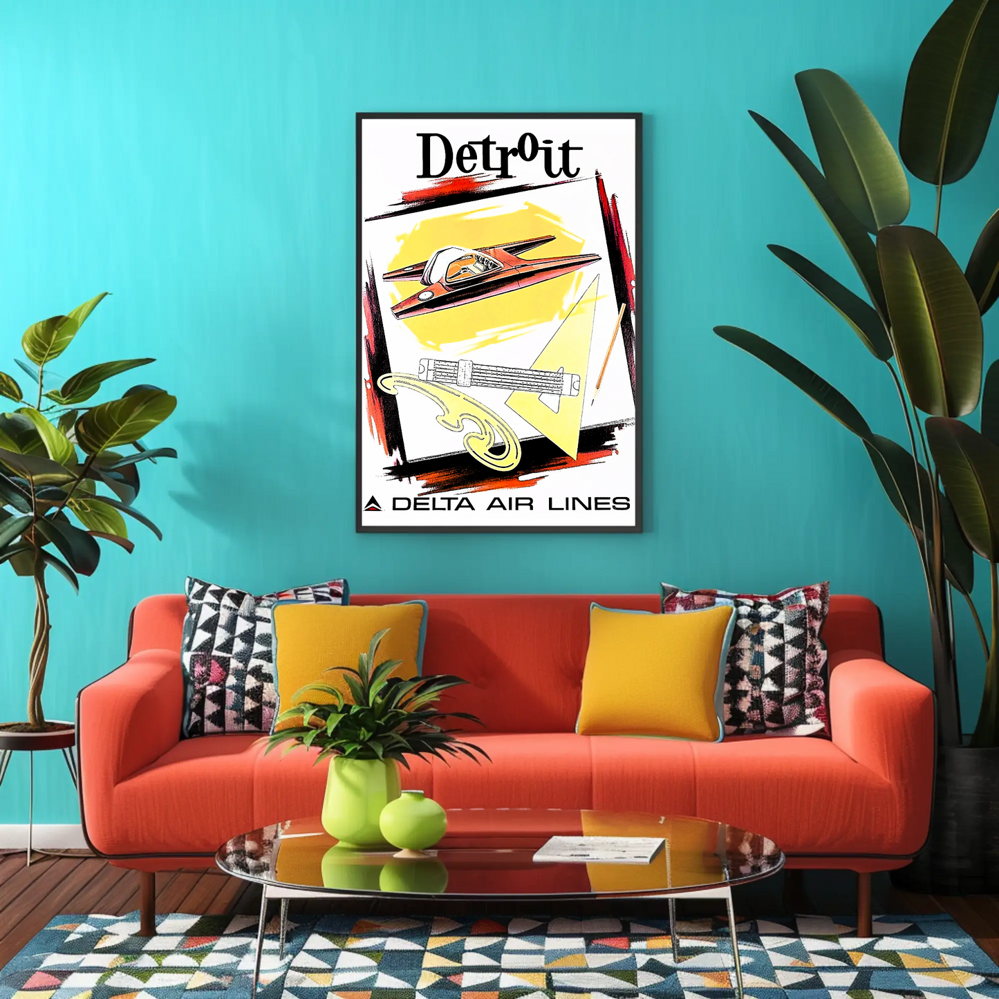 Detroit Air Lines Travel Poster
