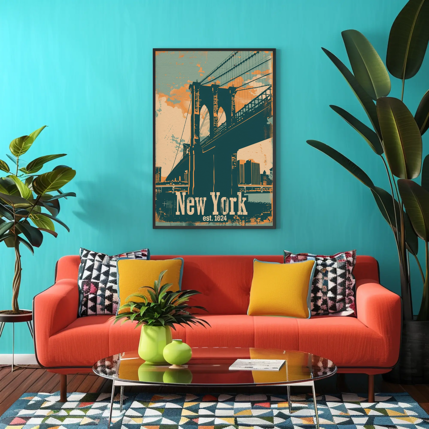 New York Brooklyn Bridge Vintage Poster