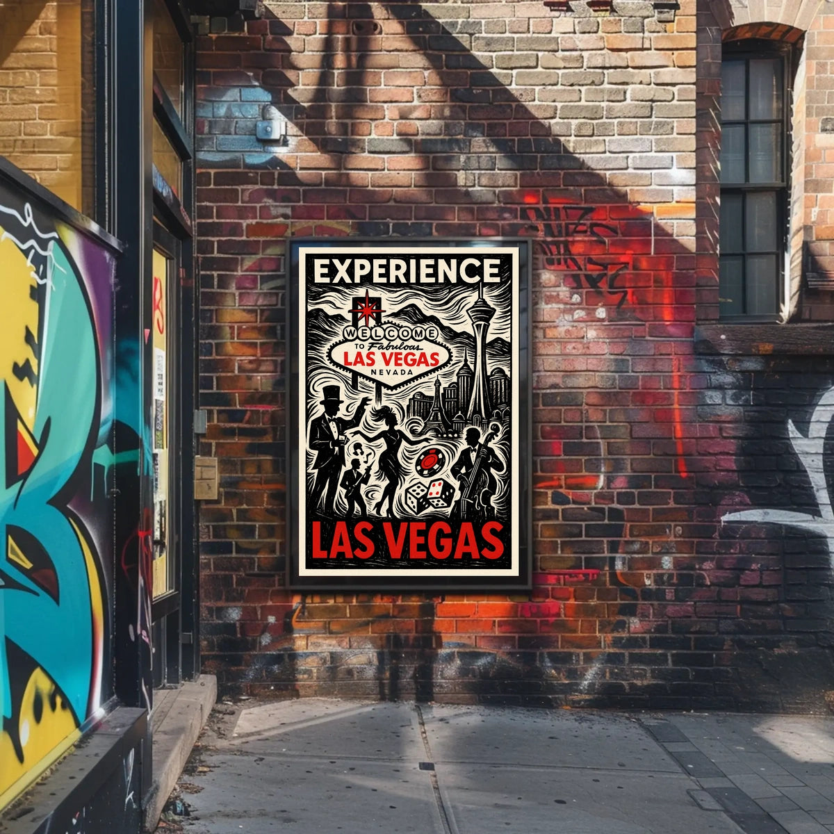 Las Vegas Poster Vibrant Neon Nightlife Wall Decor Fans