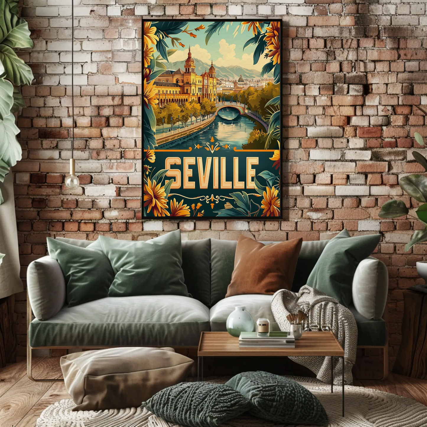 Seville Spain Cathedral and River Travel Poster