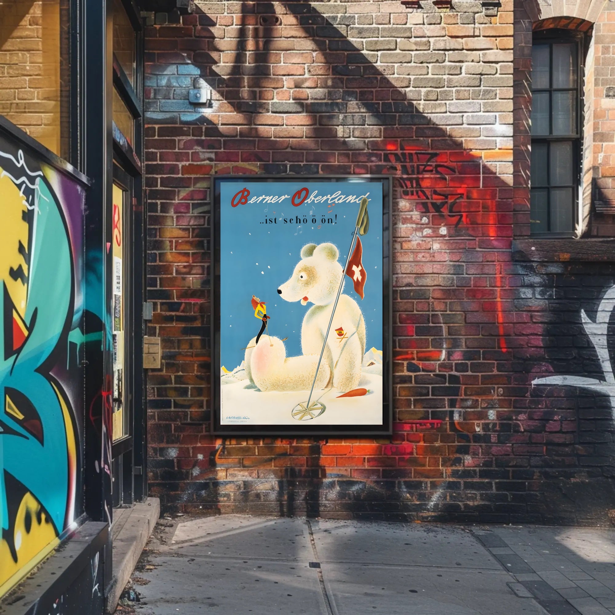 Whimsical Ski Adventure in Alpine Wonderland Travel Poster PosterGoat