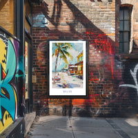 Belize Coastal Serenity Watercolor Travel Poster PosterGoat