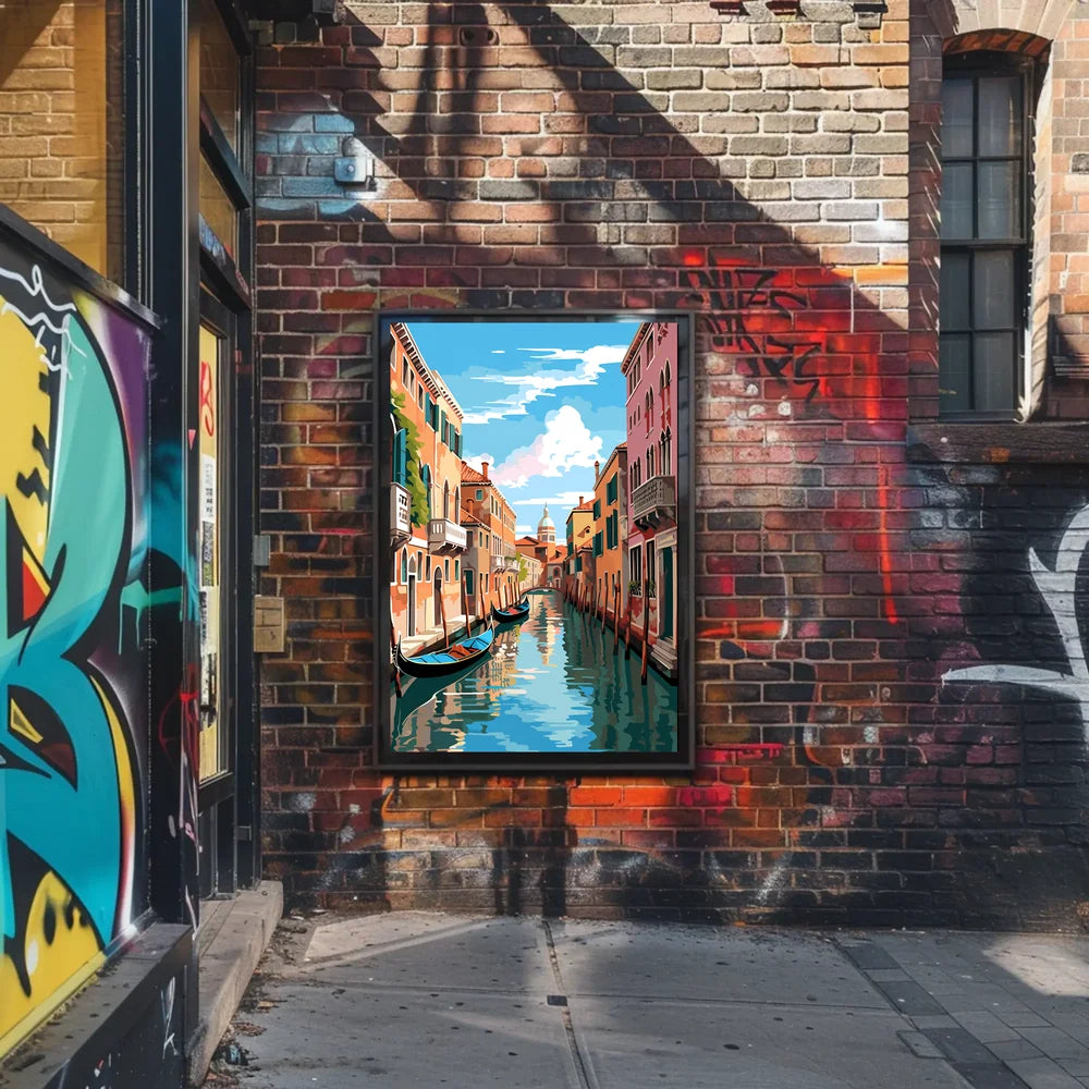 Venice Canal Scene Vibrant Modern Art Poster