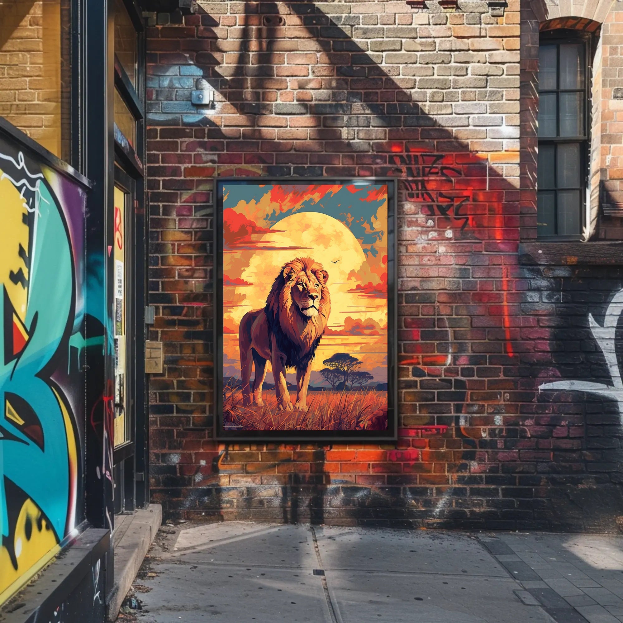 Majestic Lion at Sunset Poster