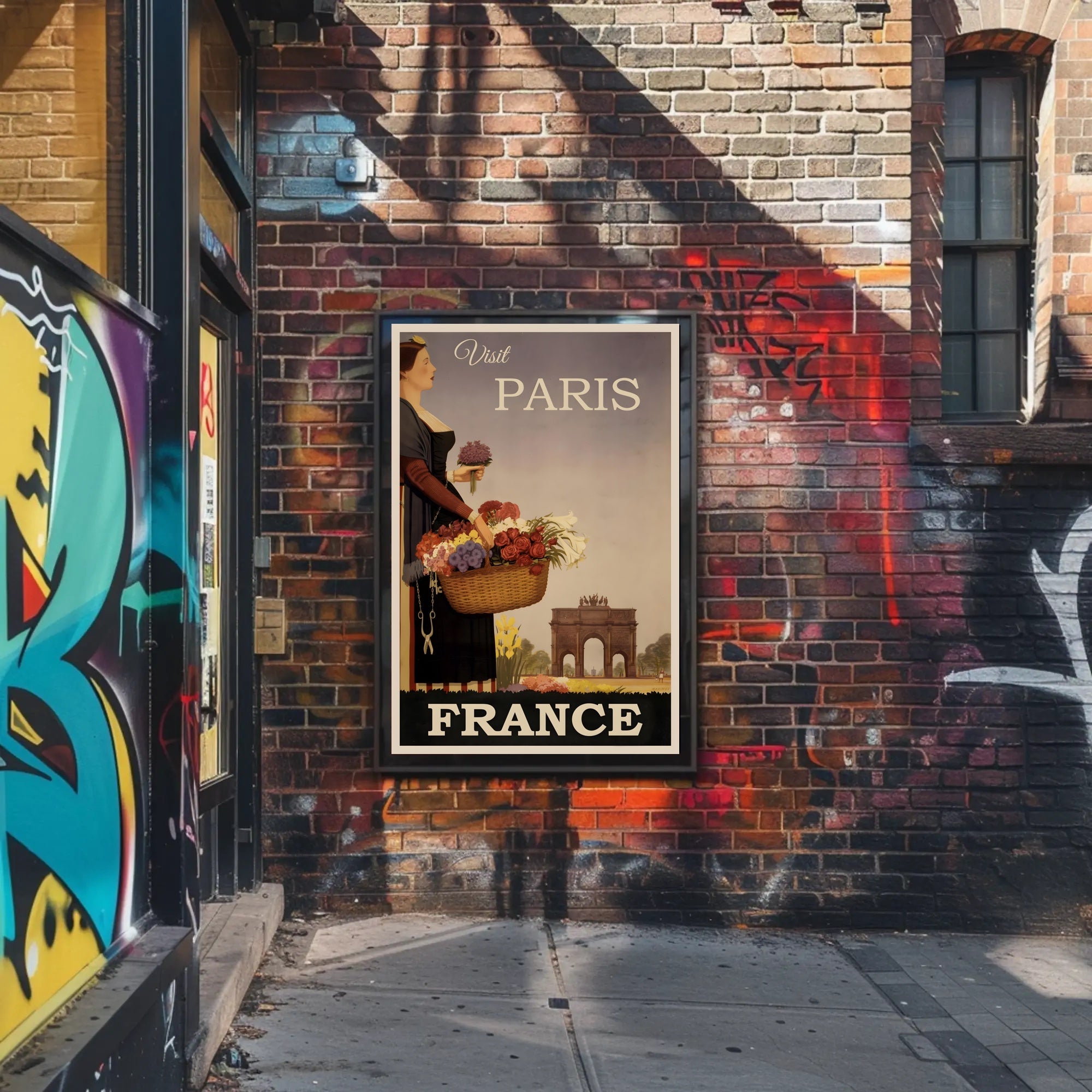 Vintage Paris Flower Girl Romance Travel Poster