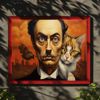 Surreal Urban Portrait with Man and Cat – Artistic Poster