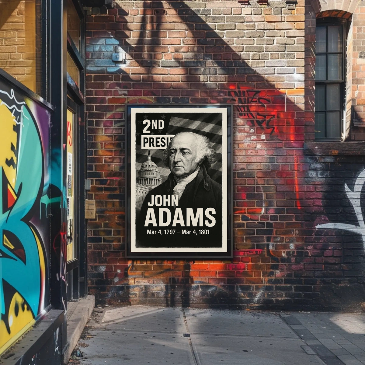 John Adams 2nd President of the United States Digital Montaje Poster