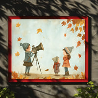 Charming Autumnal Children Illustration Poster for Home Decor